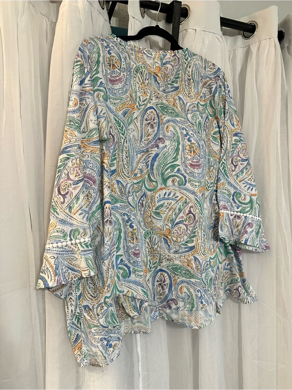 Alfred Dunner Multicolor Paisley Tunic Top - Blue, Green, Gold - Picture 6 of 7